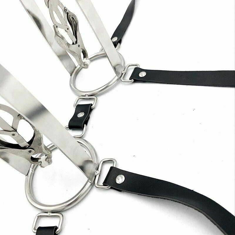 House Of Dasein Breast Harness Metal Nipple Clamps Torture Play Bdsm Bondage Restraints