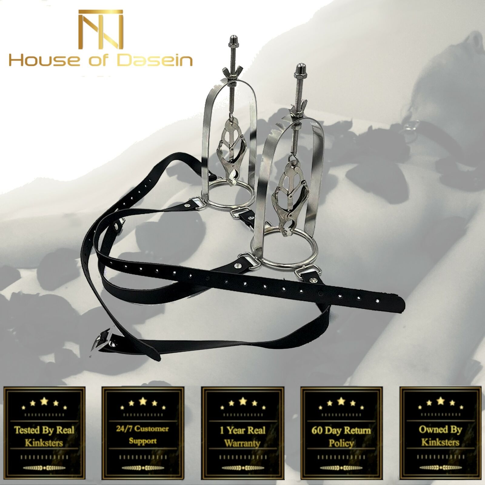 House Of Dasein Breast Harness Metal Nipple Clamps Torture Play Bdsm Bondage Restraints