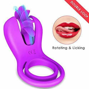 Double Penis Ring Spinning Oral Sex Licking 10 Speeds For Couples Cock Vibrator