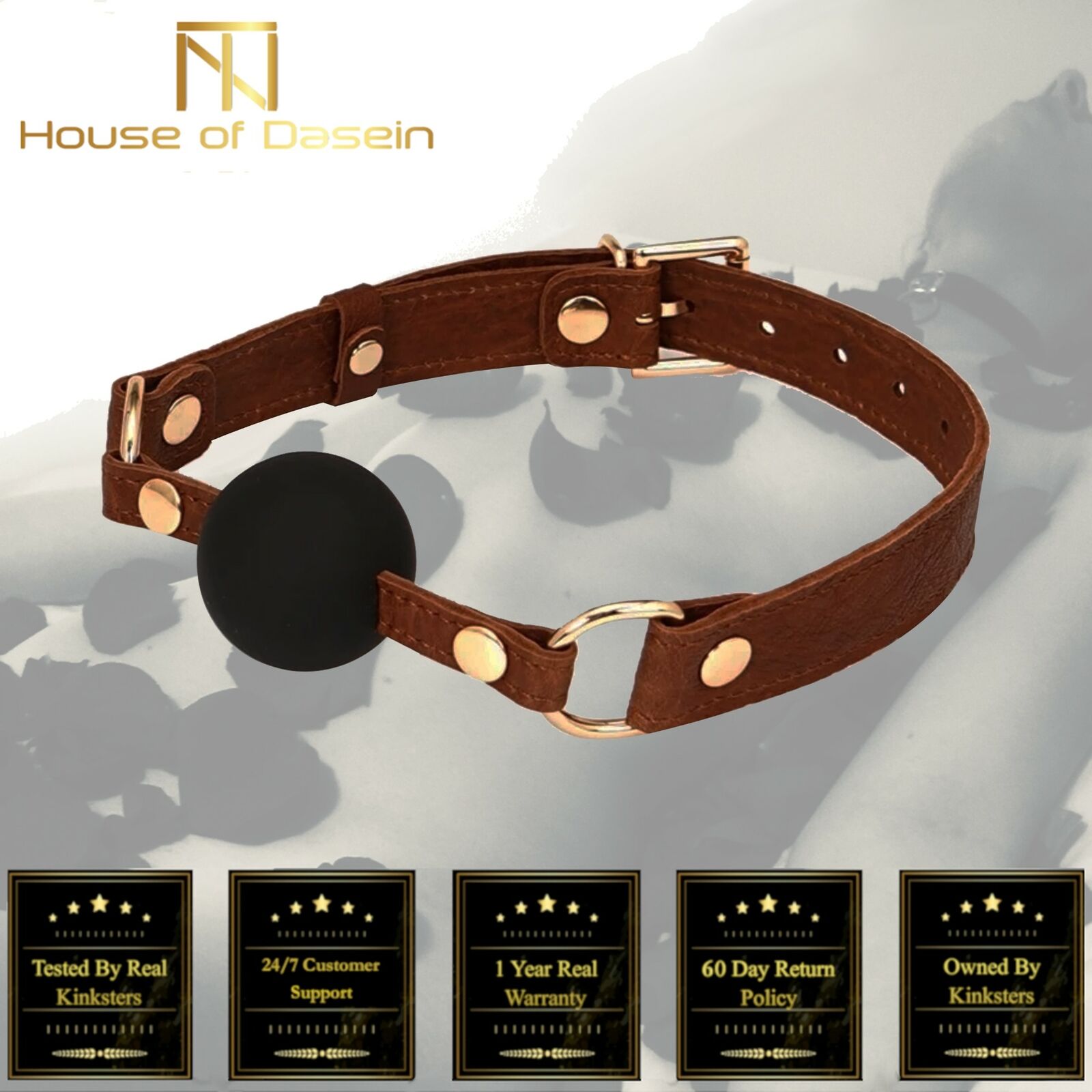 House Of Dasein Brown Leather Ball Bdsm Bondage Mouth Chastity Gag Fetish