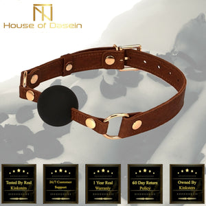 House Of Dasein Brown Leather Ball Bdsm Bondage Mouth Chastity Gag Fetish