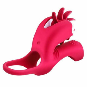 Vibrating Penis Ring Tongue Oral Sex Licking Clitoris Stimulator Vibrator