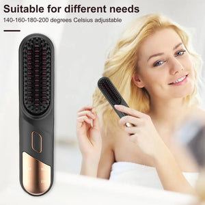 Wet Dry Cordless Hair Straightener Brush With Fast Heating For Fluffy Curly