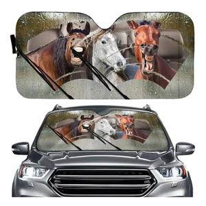 Funny Horse Driving 3D Printing Car Sun Visor Auto Decoration For Vehicle Parts Accessories