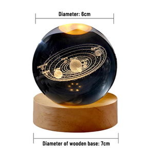 3D Saturn Pattern Crystal Ball Lamp With Round Base & Gift Box Majestic Celestial Night Light