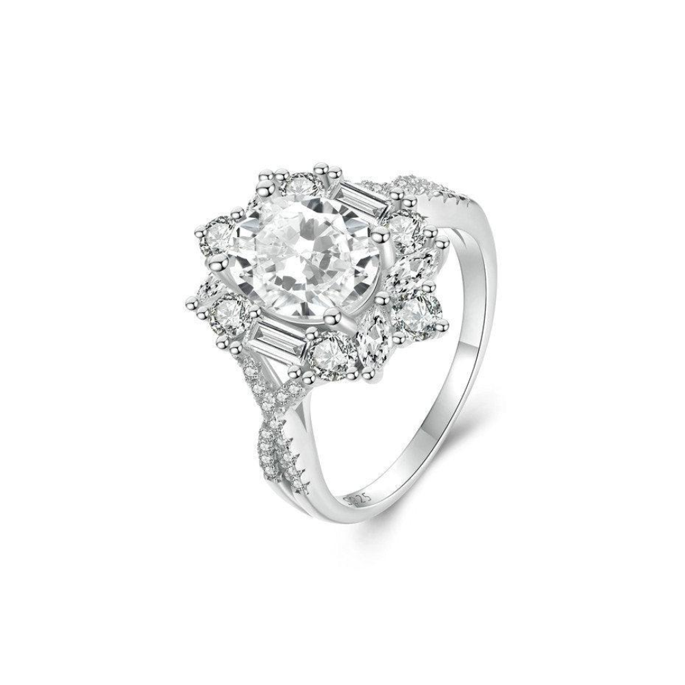 Veile Studios Silver Charm Two Carat Moissanite Diamond Ring Pure Proposal