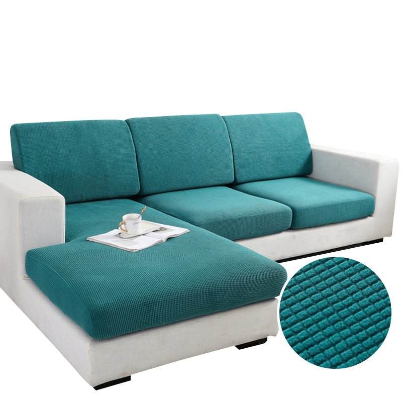 Sofa Cover Teal Blue Polyester Thick Stretchable Cushion Slipcovers For Living Room