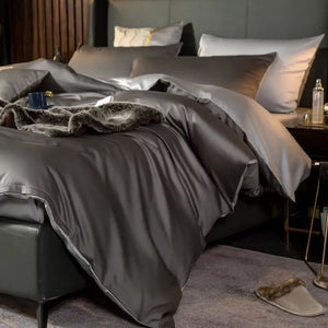 Bed Sheet Deep Grey Light Ultra Soft Luxury Egyptian Cotton Cover Full Size Set
