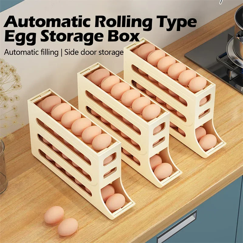 Refrigerator 4 Layer Automatic Egg Roller Sliding Tray Large Capacity Holder