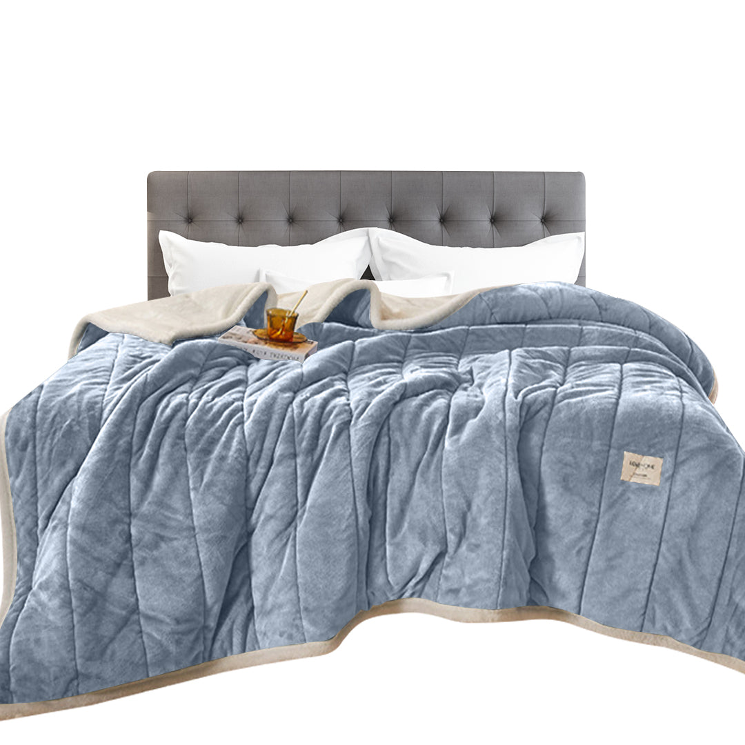 Light Grey Fleece Blanket Autumn Winter Warm 3 Layers Flannel 150X200cm