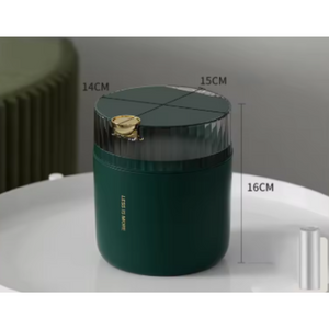 Light Luxury Green Desktop Garbage Bin Standard With One Roll Of Bag 14Cm X 15Cm Including Button 16Cm