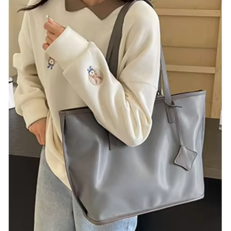 Grey New Large Capacity Tote Bag Simple Versatile Handbag For Casual Outings Lightweight And Stylish