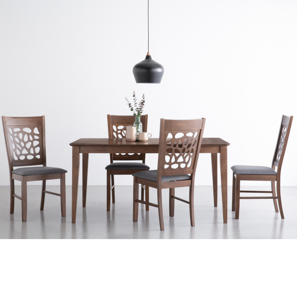 Allegro Dining Table + 6X Asbel Chair 7 Piece Set Cocoa