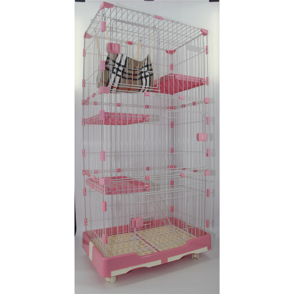 Yes4pets 179 Cm Pink Pet Level Cat Cage House With Litter Tray & Wheel 82X57x179cm