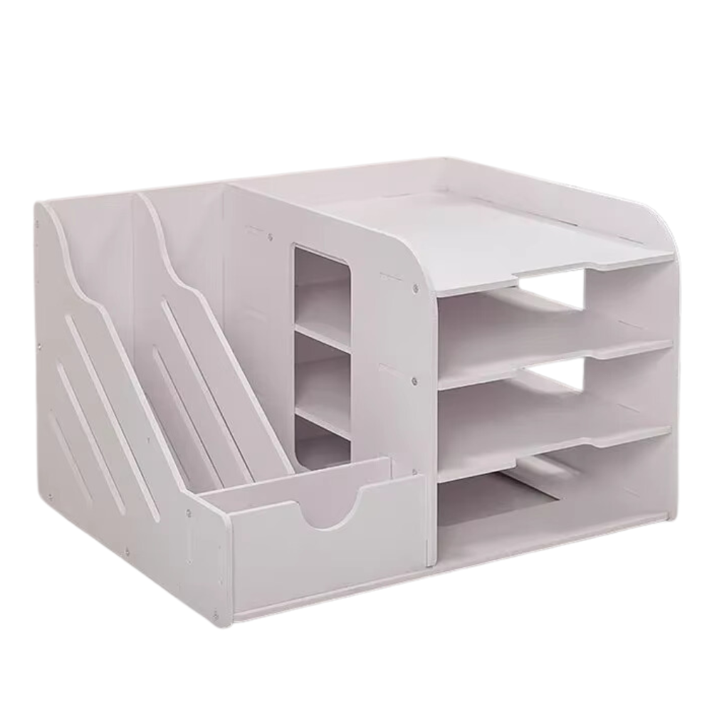 Multi Functional Desktop Organizer With Document And Stationery Storage Compact Shelf 39.5X31x24cm