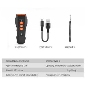 Grey And Orange Ultrasonic Dog Bark Control Device Rechargeable Trainer With Led Flashlight Portable Anti Barking Tool