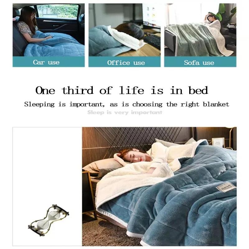 Light Grey Fleece Blanket Autumn Winter Warm 3 Layers Flannel 150X200cm