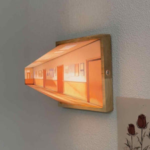 Checked 3D Illusion Night Light Gallery Bedside Picture Style Modern Simulate Sunshine Drawing