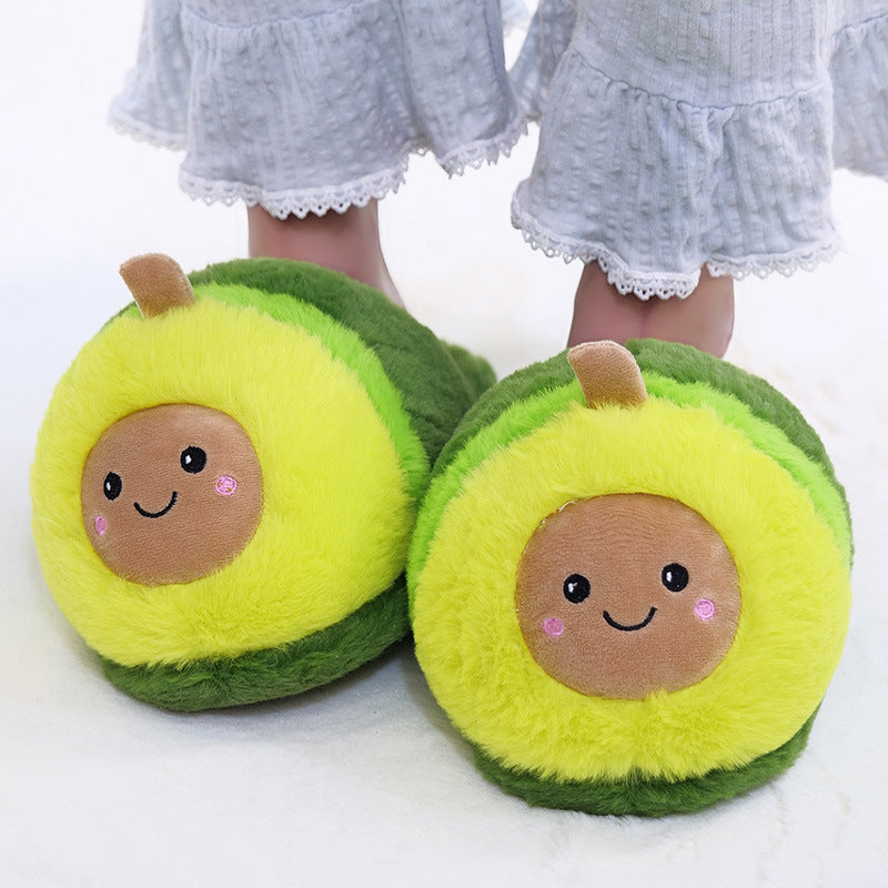 Cute Cartoon Avocado Plush Slippers