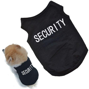 Black Printed Dog Security T Shirt Clothes