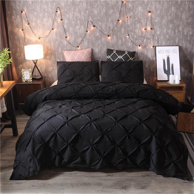 Luxury Duvet Cover Set Pinch Pleat 2 / 3Pcs Quilt Bedding