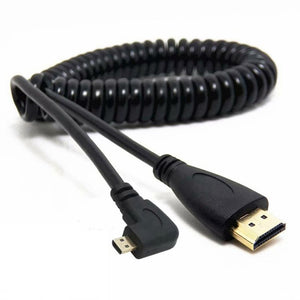 2M Hdmi Compatible To Right Left Angle Micro Male Stretch Spring Curl Flexible Cable V1.4 Dslr