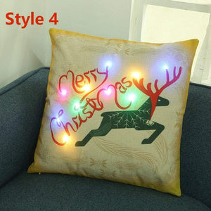 Christmas Led Lights Linen Cushion Covers Home Bed Sofa Decor