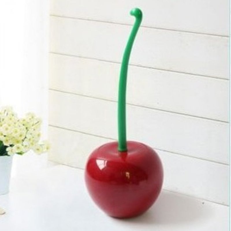 Creative Cherry Toilet Brush Set Plastic Wine Red Green Handle White Head