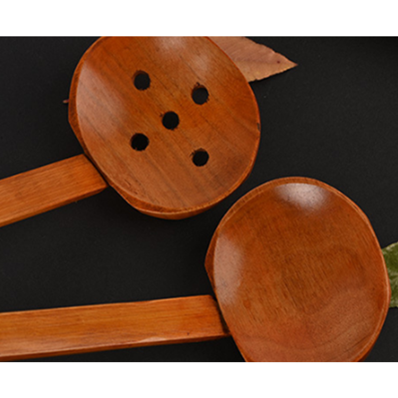 2Pcs Kitchen Bamboo Handle Hot Pot Spoon Wooden Tableware Household Colander Ramen