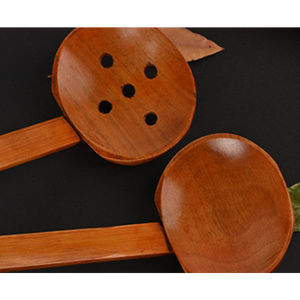 2Pcs Kitchen Bamboo Handle Hot Pot Spoon Wooden Tableware Household Colander Ramen