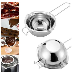 2Pcs Stainless Steel Chocolate Pot Butter Milt Melt Ting Bowl Long Grip Handle