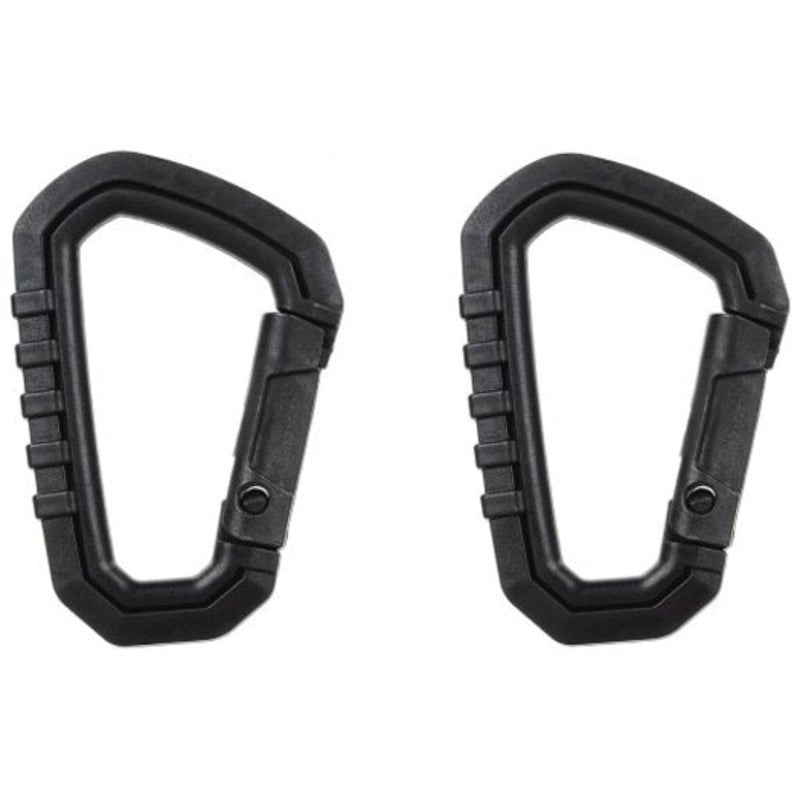 2Pcs Plastic Steel Quick Release Carabiner Black