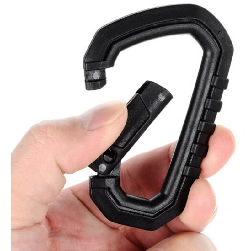 2Pcs Plastic Steel Quick Release Carabiner Black