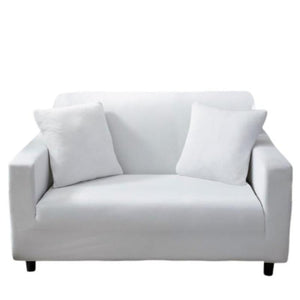 2 Seater Sofa Cover Plain White Elastic Stretchable Slipcover For Living Room