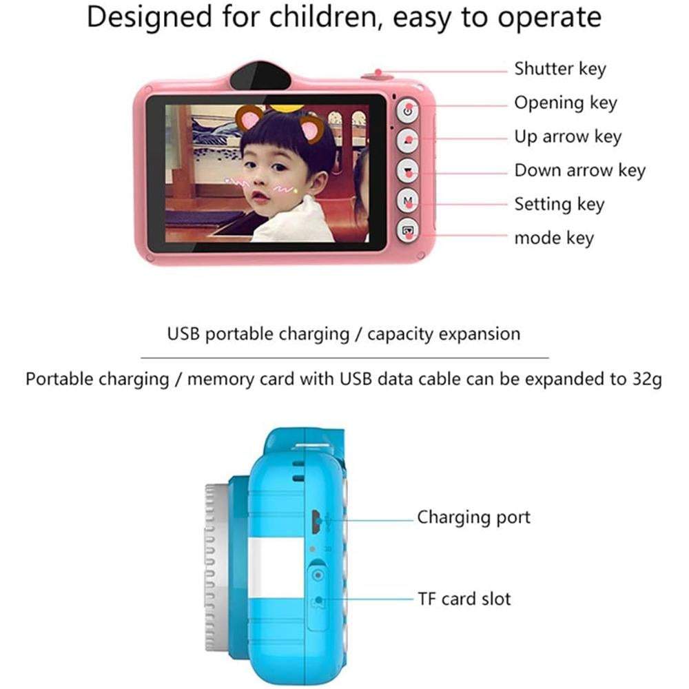 Action Cameras 3.5 Inch Mini Cute Digital For Kids 12Mp 1080Phd Photo Video