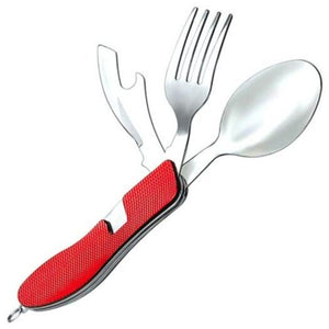 3In1 Outdoor Tableware Camping Utensil Stainless Steel Fork Knife Spoon Bottle Opener