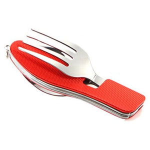 3In1 Outdoor Tableware Camping Utensil Stainless Steel Fork Knife Spoon Bottle Opener