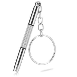 3 In 1 Keychain Screwdriver Repair Tool For Glasses And Watch Silver