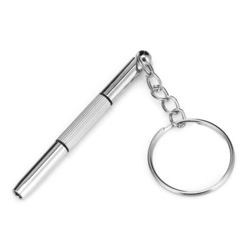 3 In 1 Keychain Screwdriver Repair Tool For Glasses And Watch Silver