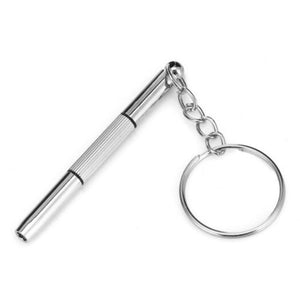 3 In 1 Keychain Screwdriver Repair Tool For Glasses And Watch Silver