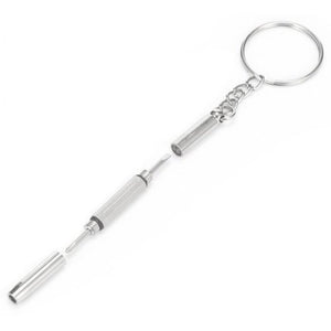 3 In 1 Keychain Screwdriver Repair Tool For Glasses And Watch Silver