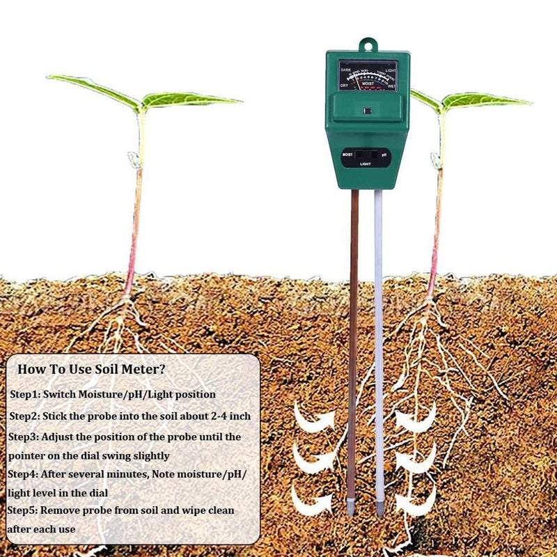 Gardening Tools 3 In 1 Soil Tester Square Head Moisture Light And Ph / Acidity