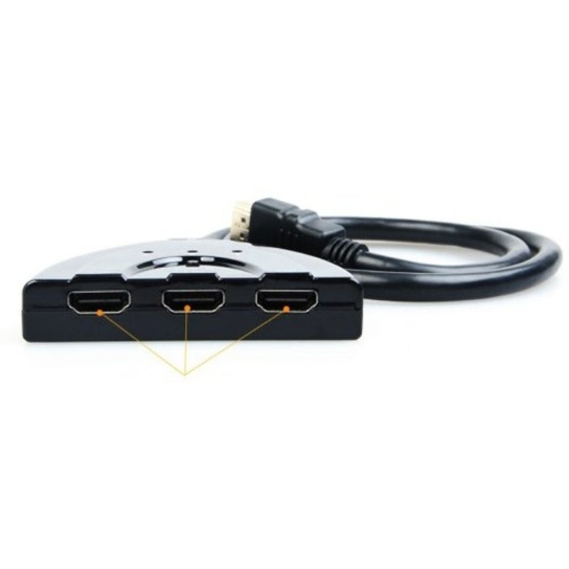 3 In1 Port 1080P Hdmi Auto Switch Hub With Cable Black