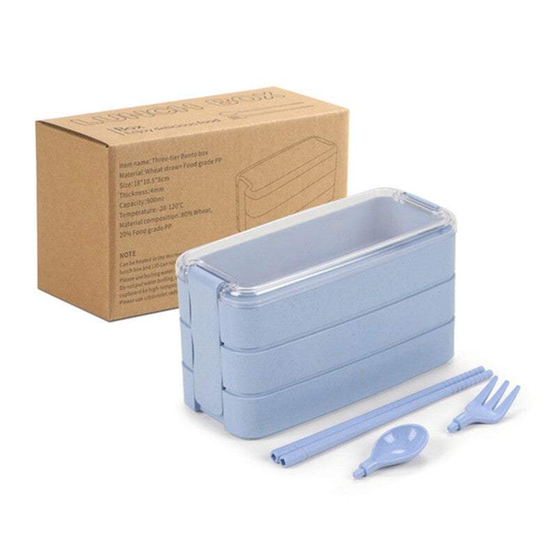 Lunch Boxes Bags 3 Layer Bento Food Containers With Fork Spoons Chopsticks