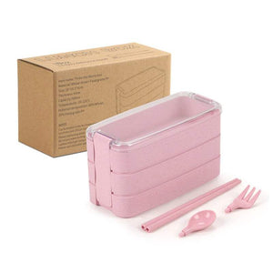 Lunch Boxes Bags 3 Layer Bento Food Containers With Fork Spoons Chopsticks