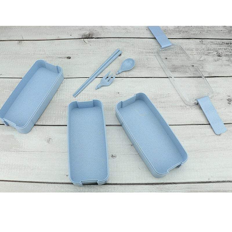 Lunch Boxes Bags 3 Layer Bento Food Containers With Fork Spoons Chopsticks