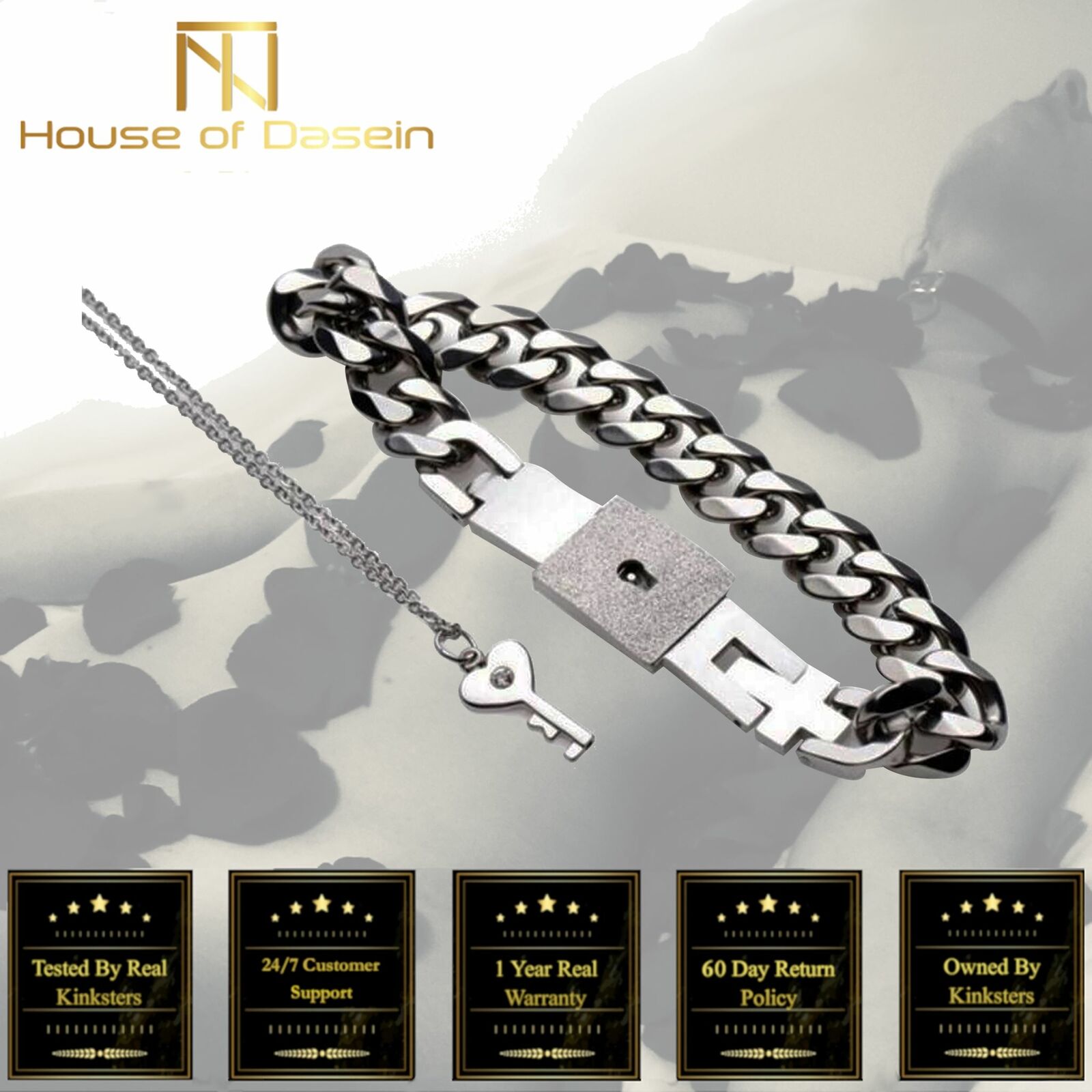 House Of Dasein Chain Locking Bracelet And Key Necklace Lockable Wrist Bondage Bdsm