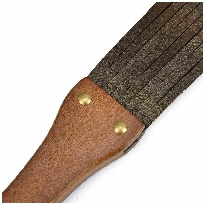 House Of Dasein Genuine Leather Spanking Flogger Bdsm Strip Paddle Wooden Handle