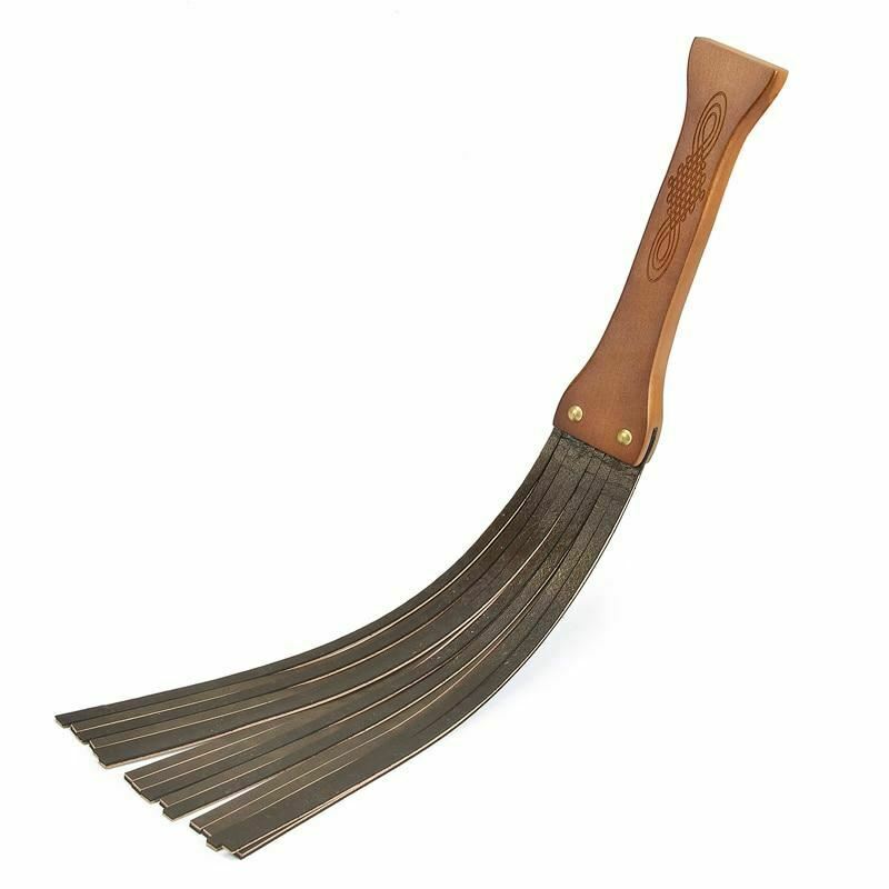 House Of Dasein Genuine Leather Spanking Flogger Bdsm Strip Paddle Wooden Handle