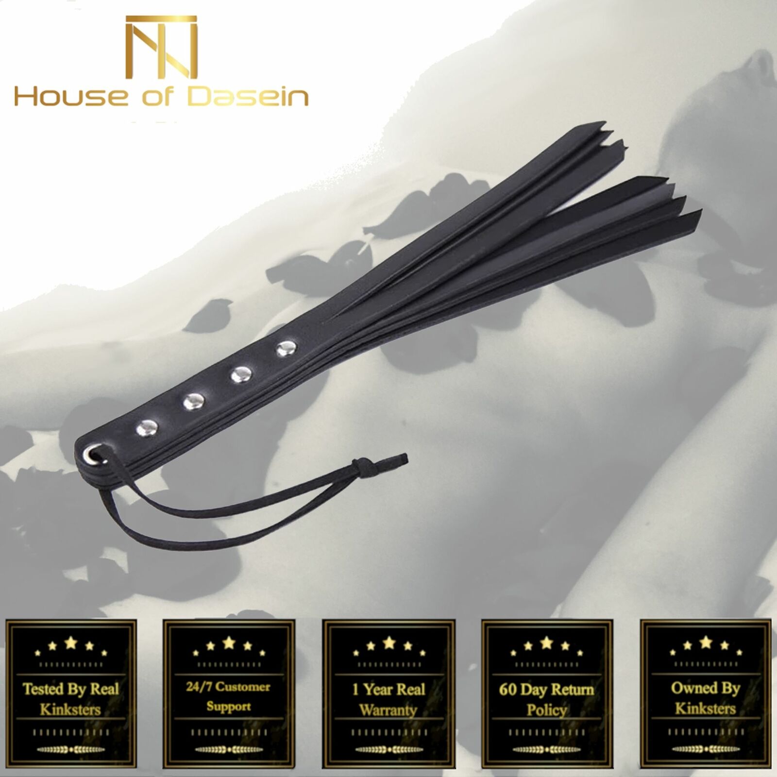 Black Pu Leather Paddle Flogger Ass Spanking Whip Bdsm Sex Toys